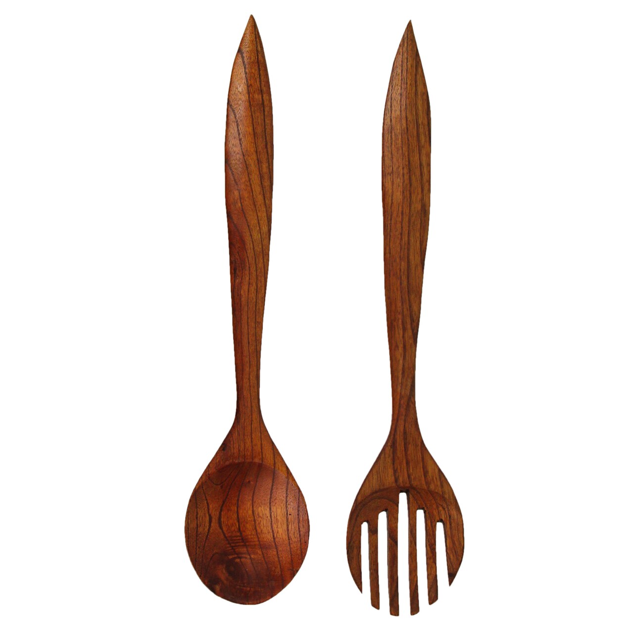 Set of 2 Modern Minimalist Wooden Fork & Spoon Sculpture Wall Hanging Home Decor
